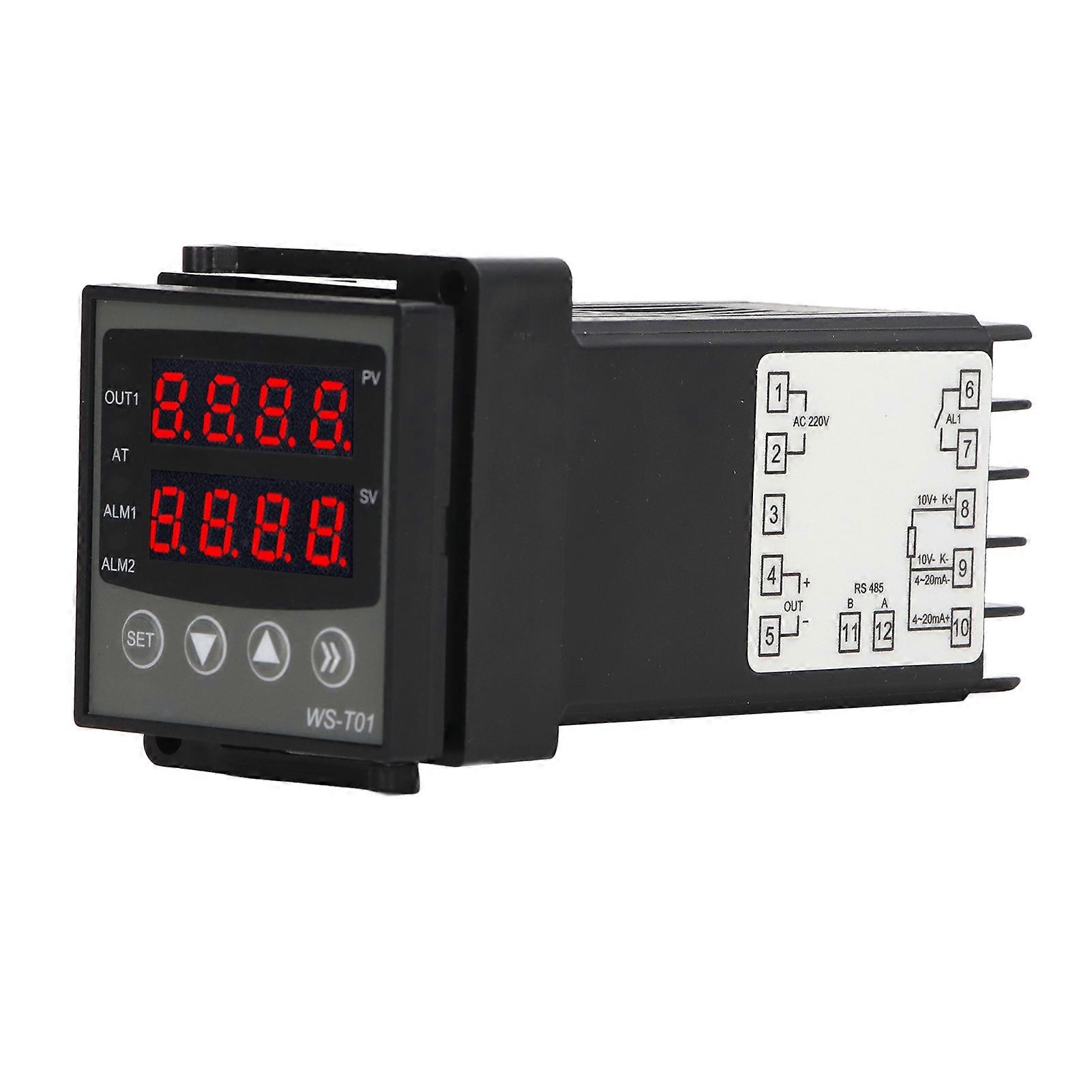 PID Temperature Controller Dual Display Intelligent Thermostat Type K Thermocouple AC 220V