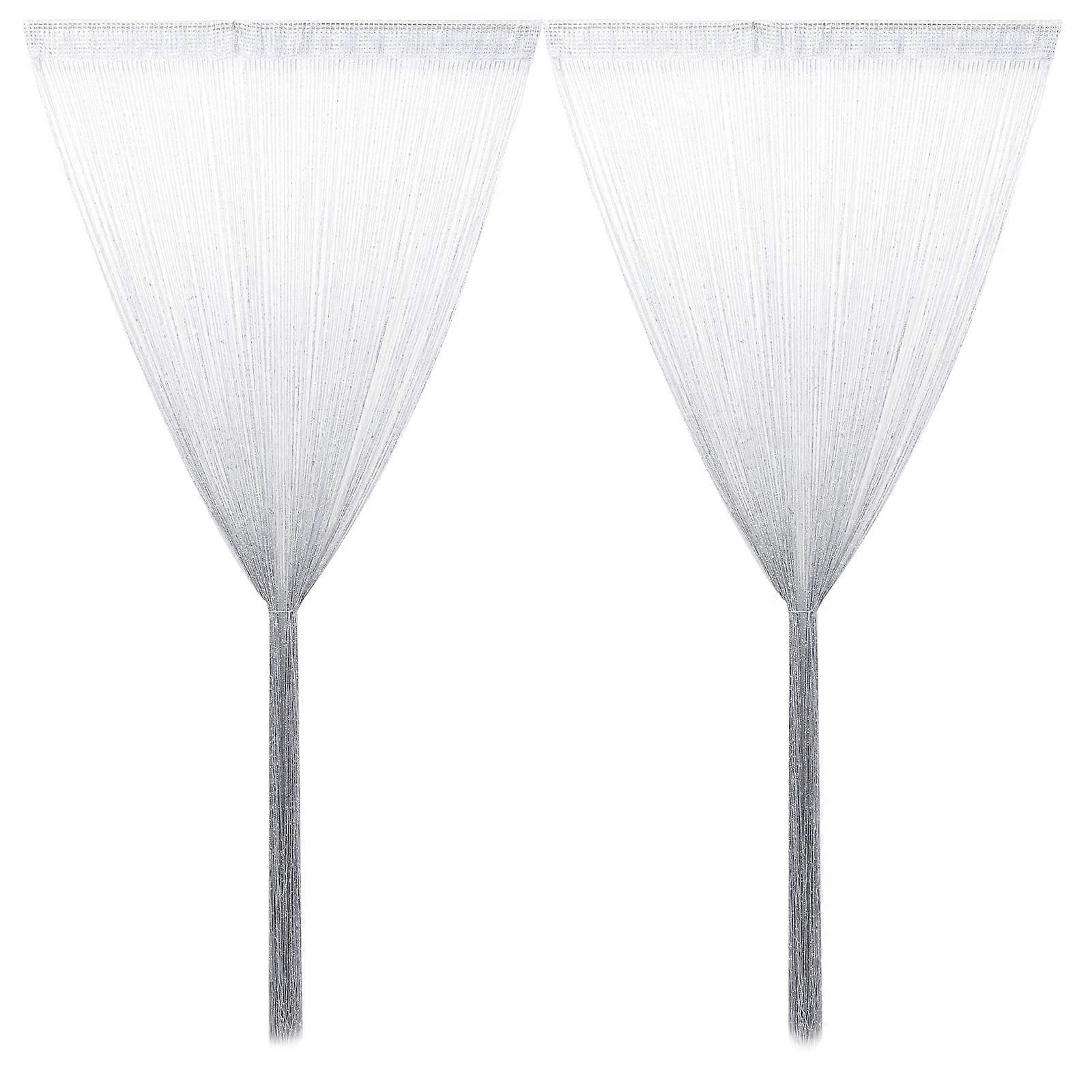 Silver Thread String Curtains Divider for Door, Hallway, Bedroom Entrance – Decorative Tassel Room Separator, Perfect for Party Photo Backdrop and