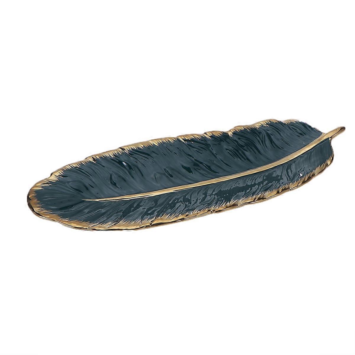 Decorative Ceramic Platter for Banquets Long Shape Appetizer Platter Olive Size 1Pcs