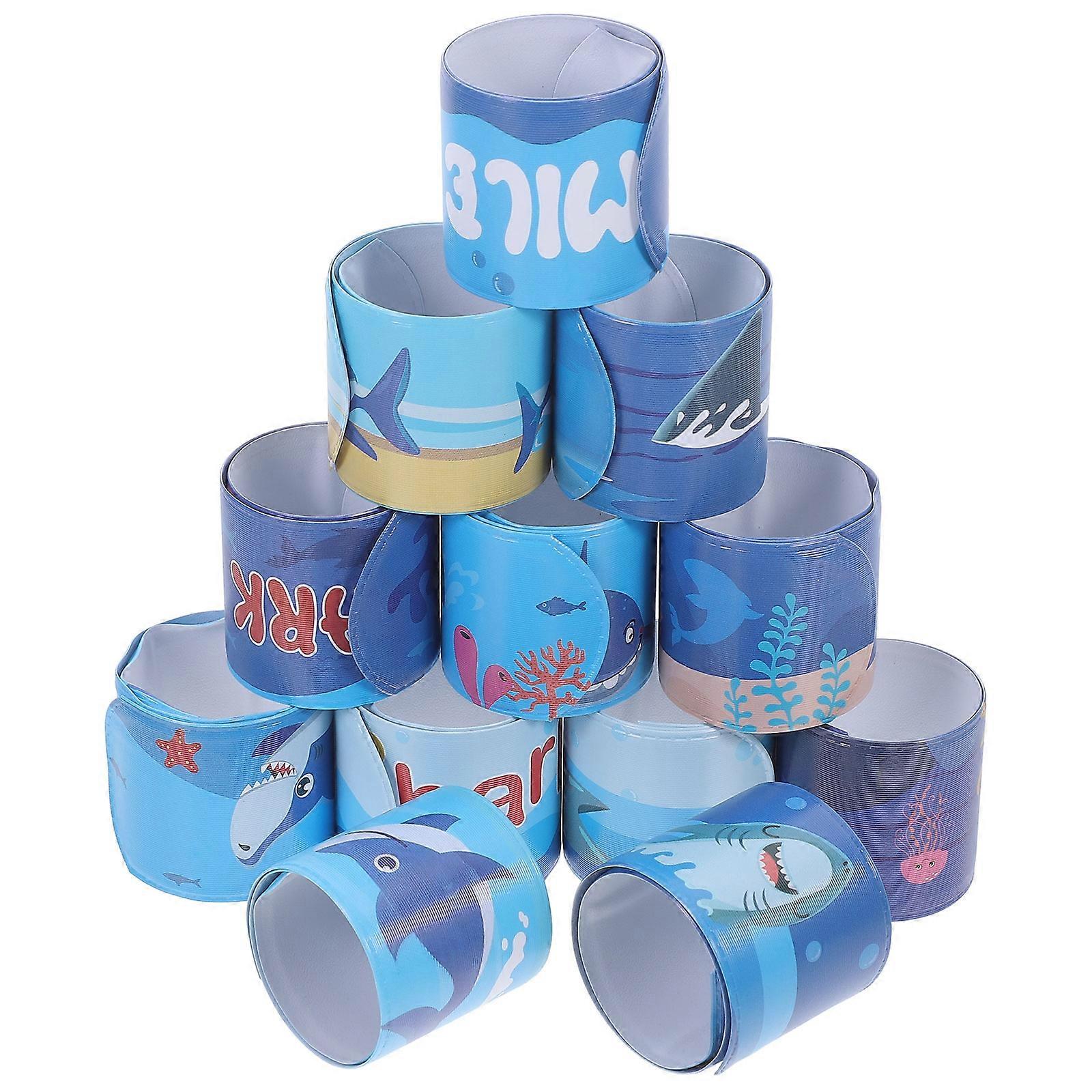 Snap Bracelet Cartoon Slap Bracelets Children's Day Blue 22.00X3.00X0.10CM 12Pcs