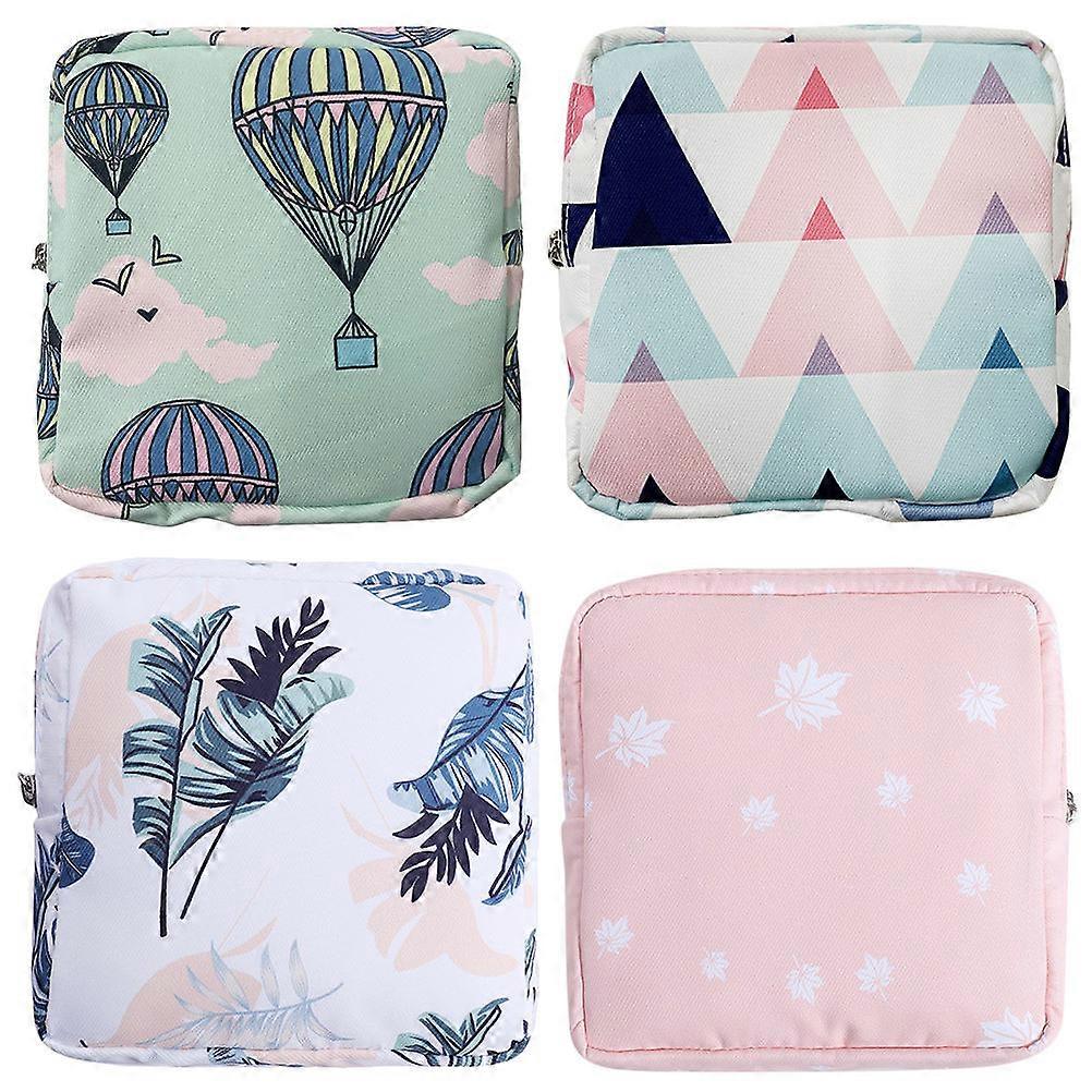 Portable Period Bag White Tree 13x13cm Storage For Small Items Keeps Clean and Organized 4Pcs Practical