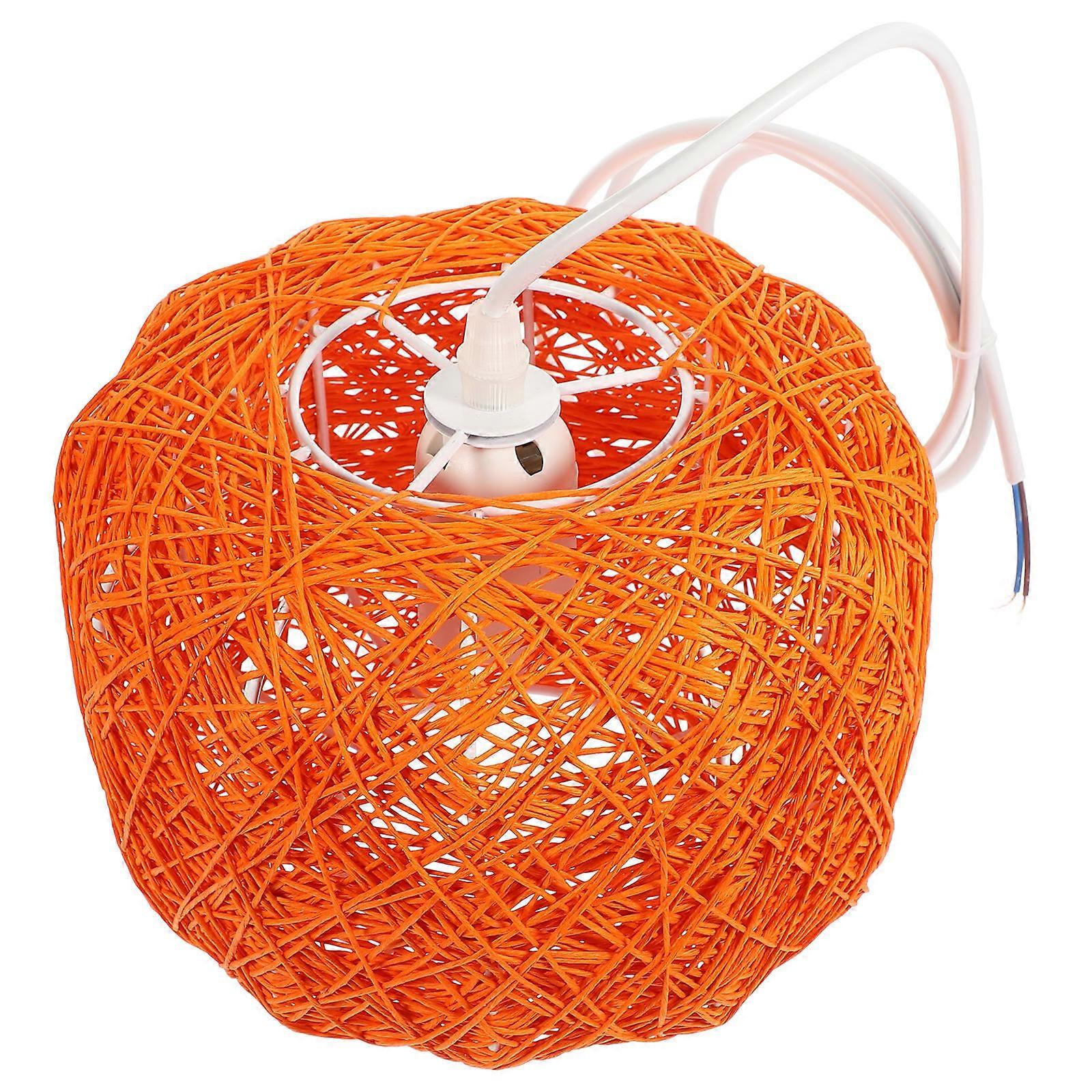 Woven Ceiling Lamp Round Shape Rustic Style Light Fixture For Bedroom 7.9×7.9×5.5in 1Set