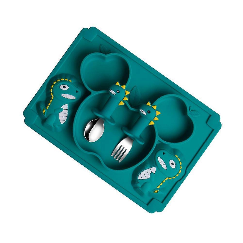 Silicone Tableware Set with Divided Plate, Fork & Spoon – 3 Compartment Meal Dish for Balanced Nutrition, Microwave & Fridge Safe, Travel Friendly