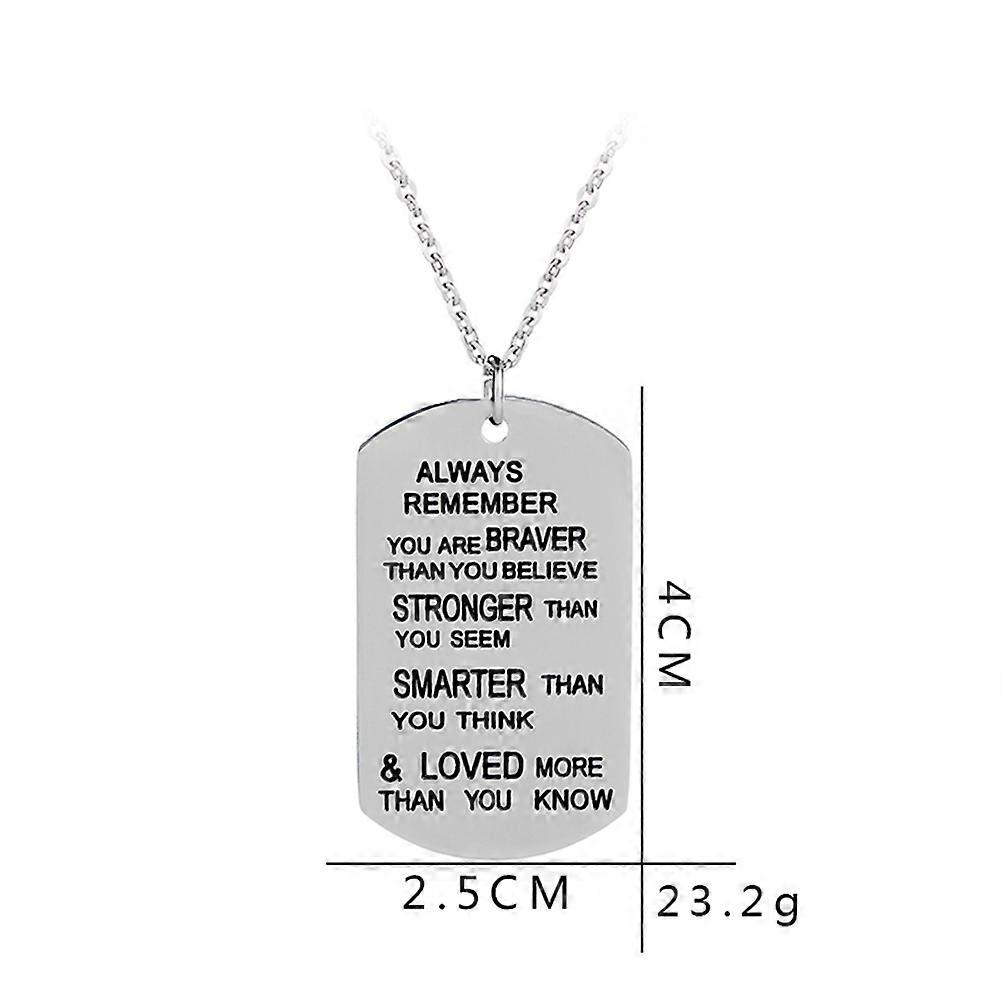 Inspirational Dog Tag Pendant Necklace in Stainless Steel Silver for Men Bracelets and Chains 18 Inch