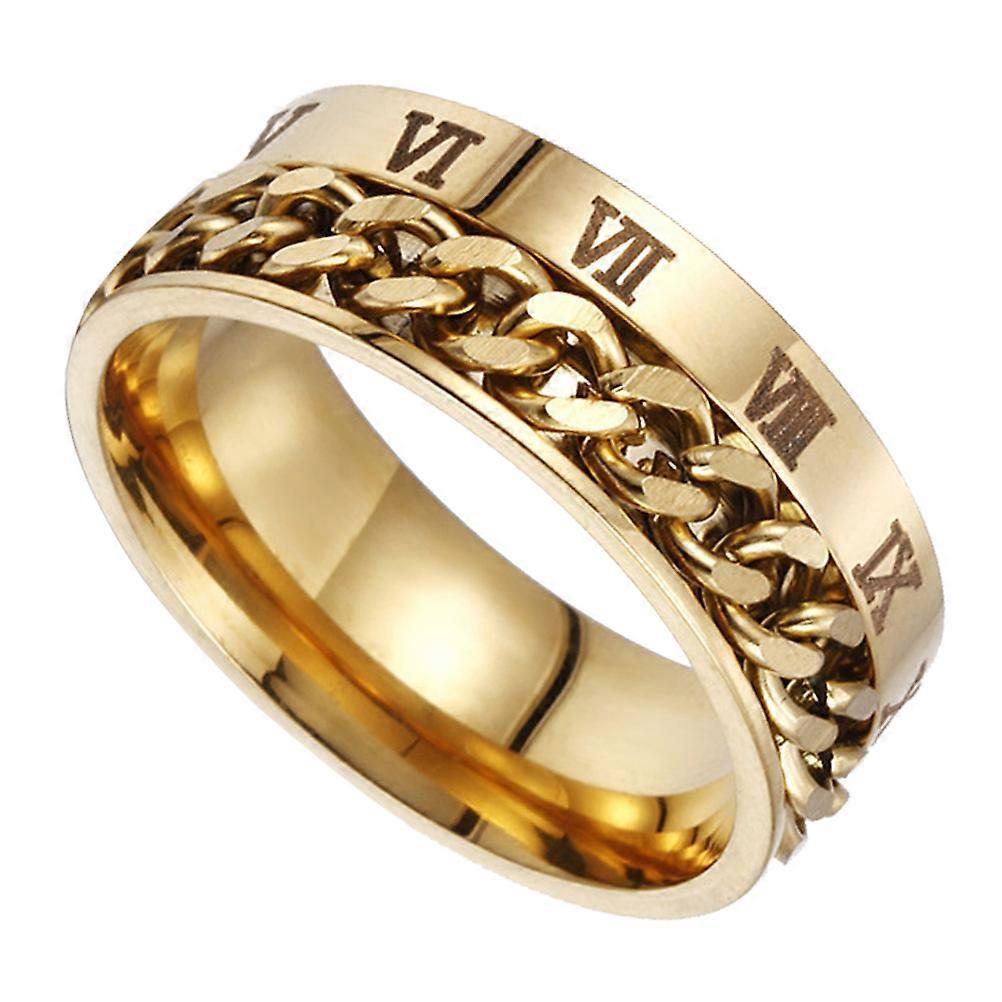Golden Titanium Ring Simple Design Anniversary Birthday 1Pc