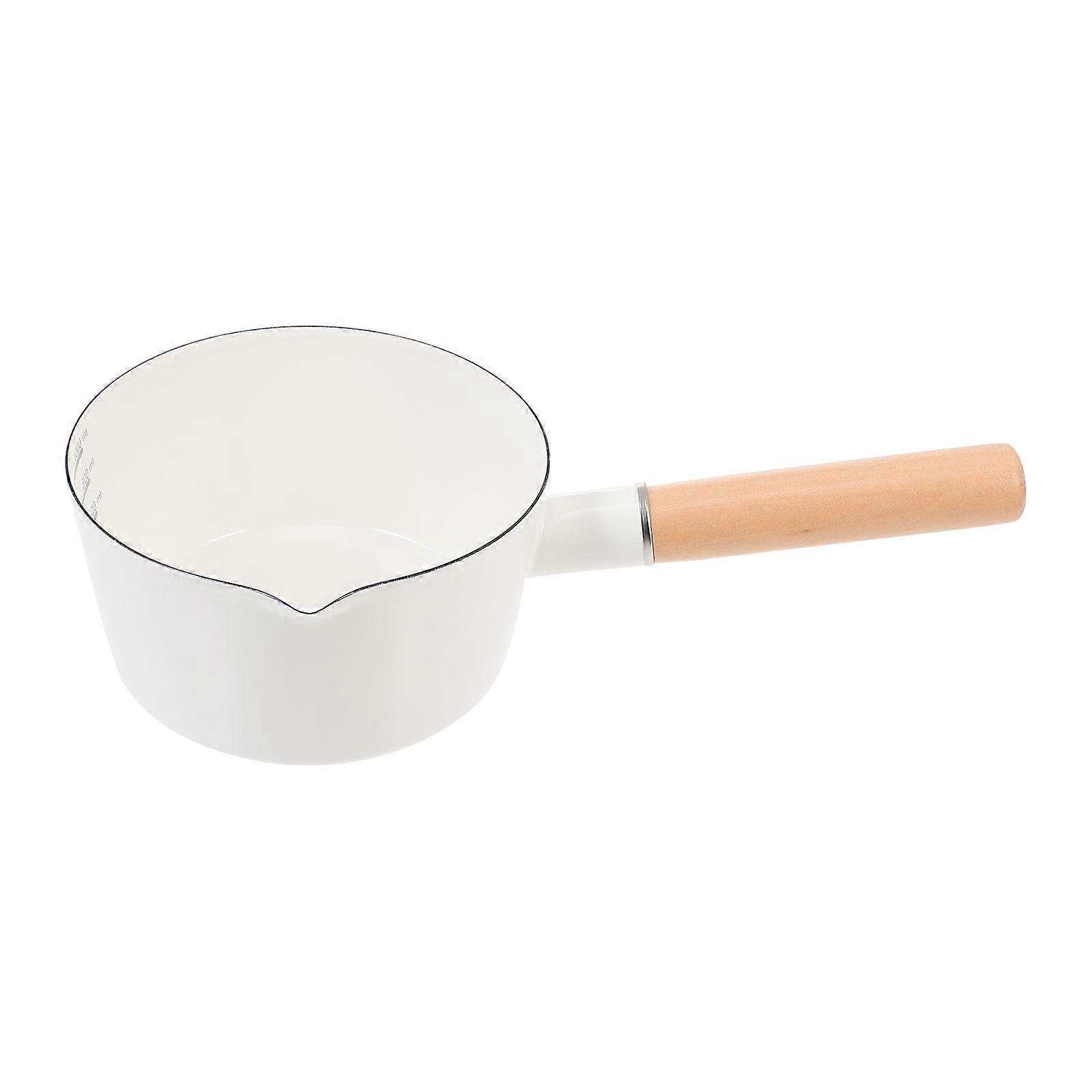 Japanese Style Wooden Handle Milk Pot 1 Set for Water Boiling Saucepan