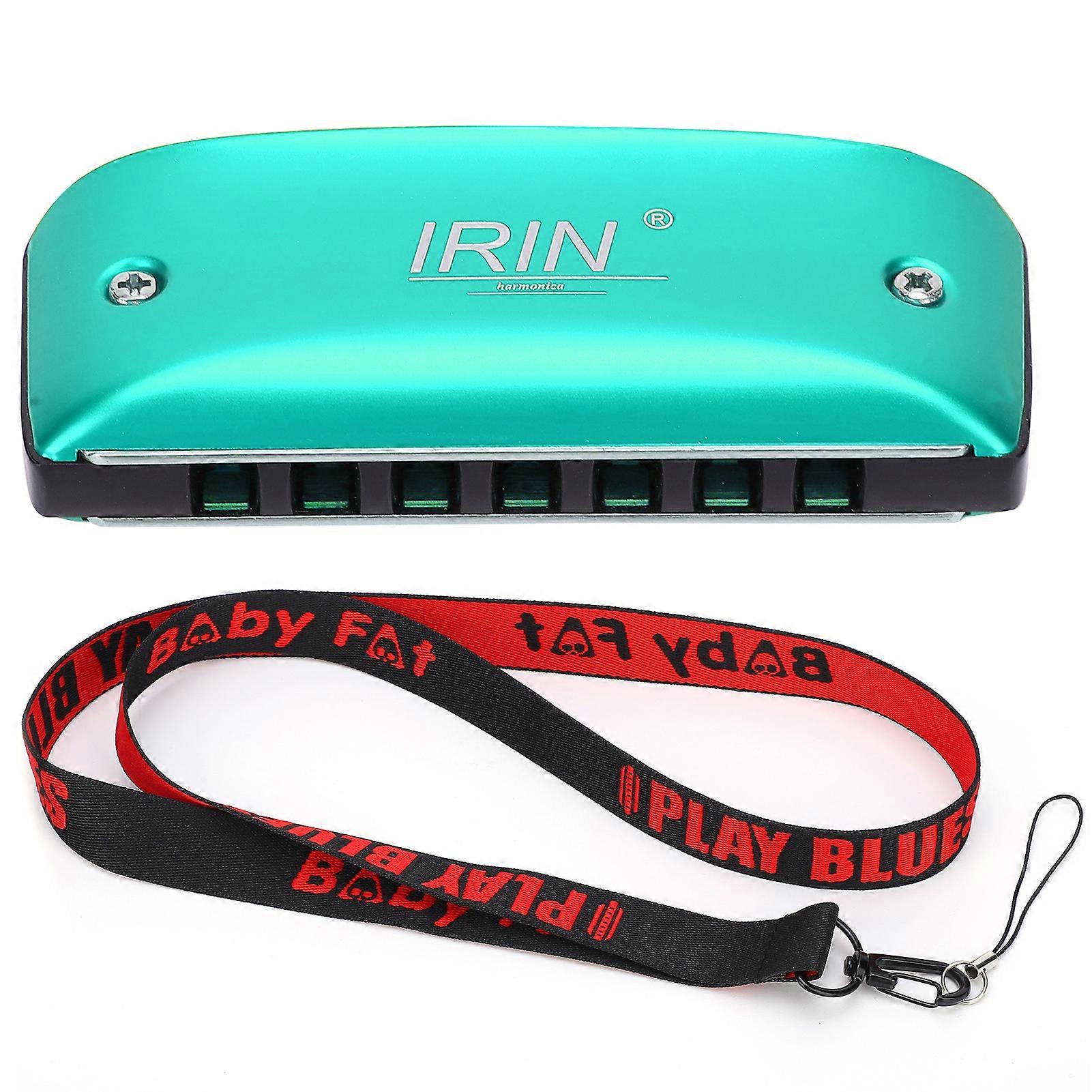 Harmonica 7-Hole Mini Blues Student Adult Beginner Playing Color Mouth Organ Wind InstrumentD Key Green