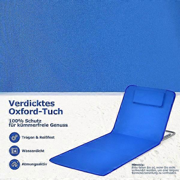 Set of 2 foldable beach mats with 2 sun loungers and side table 151 x 55.5 x 27-47 Blue