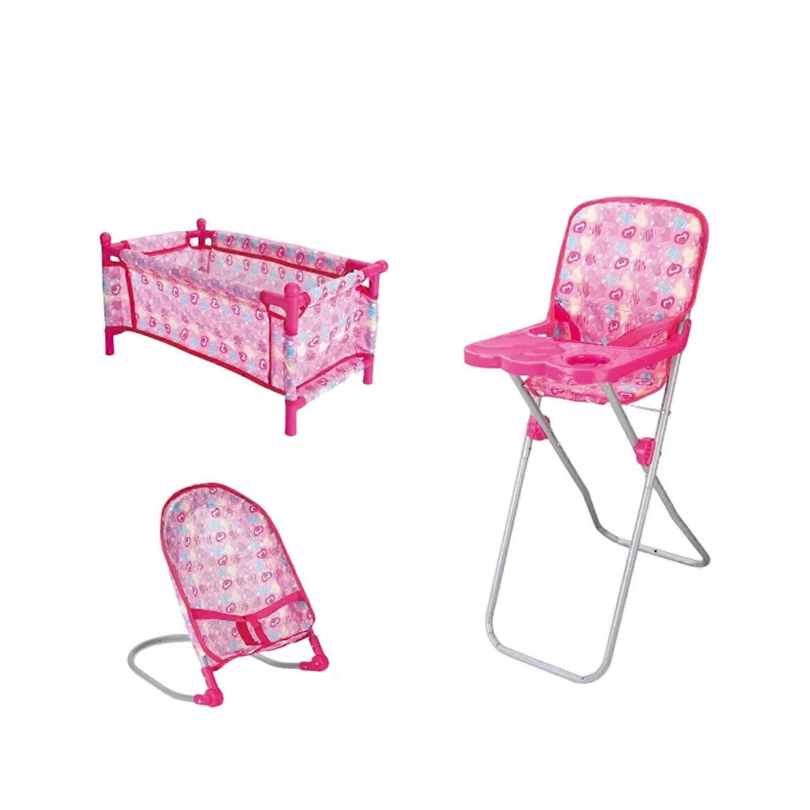 Preschool Pretend Play Stroller Set Toy with Swing High Chair Smoothly Surfaces Early Developmental Toy For Children Multicolor