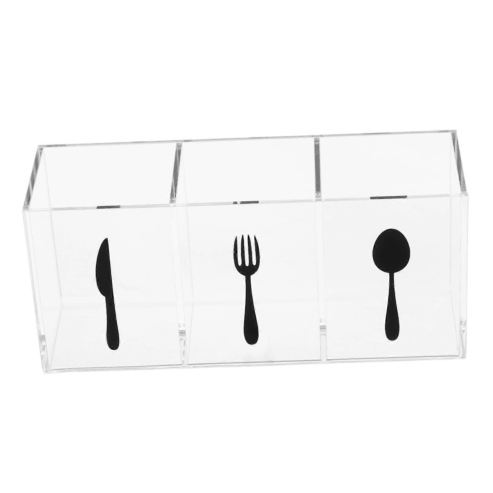 Acrylic Utensil Organizer for Knives and Spoons, SpaceSaving Storage Box for Kitchen Countertop, for Home Dining Room