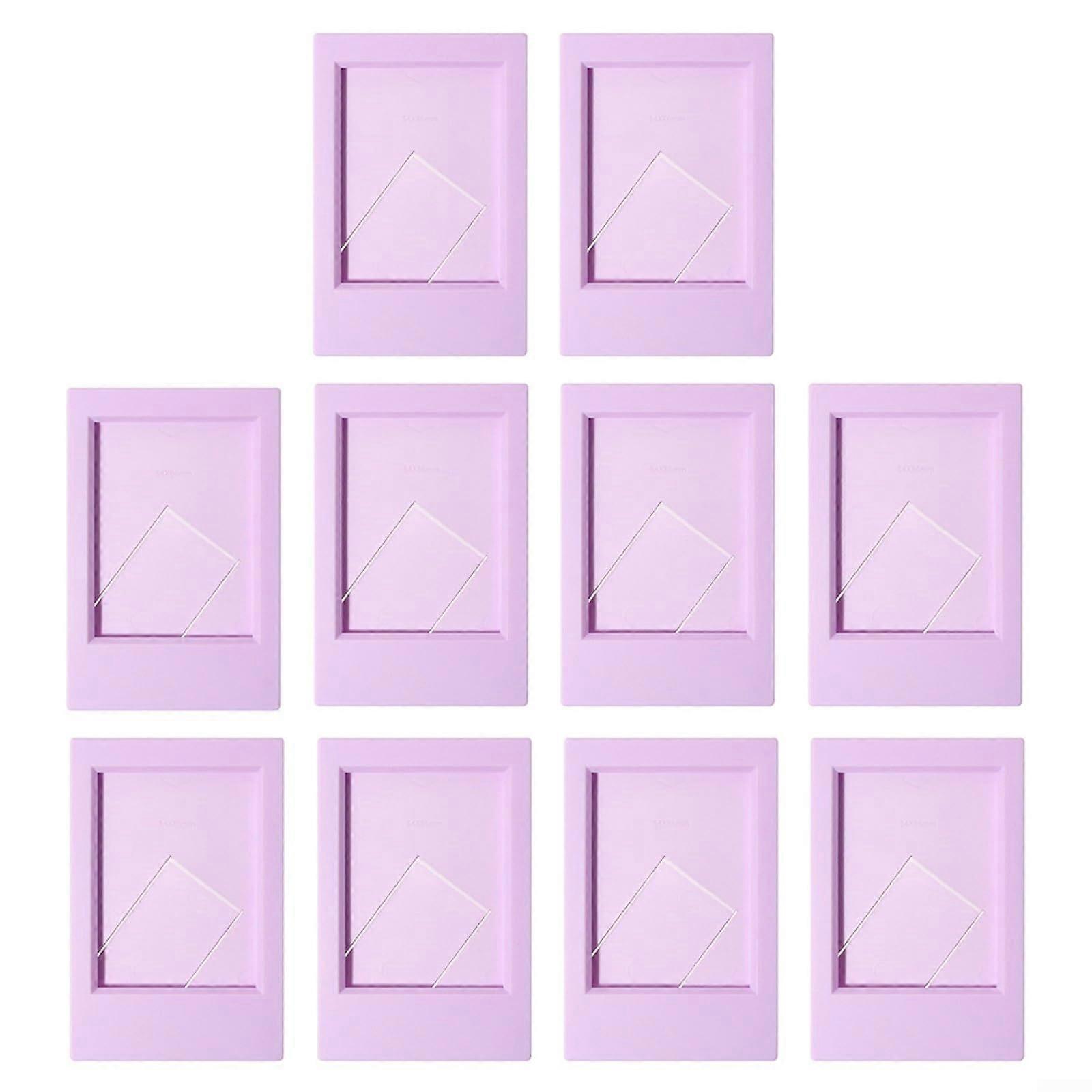 Mini photo frame set for pictures, 7.6 cm, with protective film, purple, 10 pieces