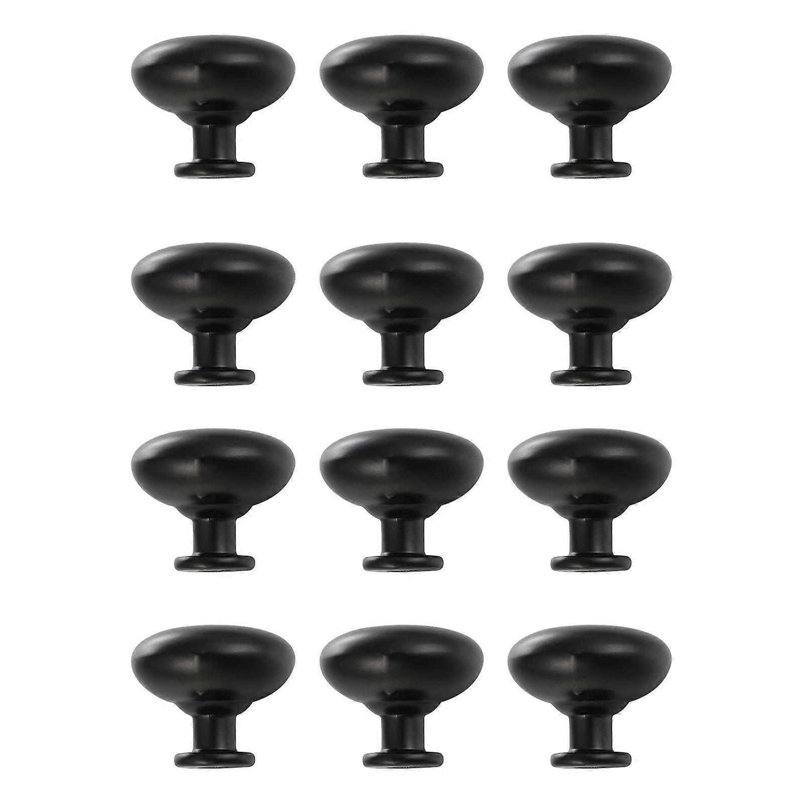 Simple Round Drawer Pulls Cabinet Knobs Durable and Reliable Black 12Pcs for Furniture Assembly