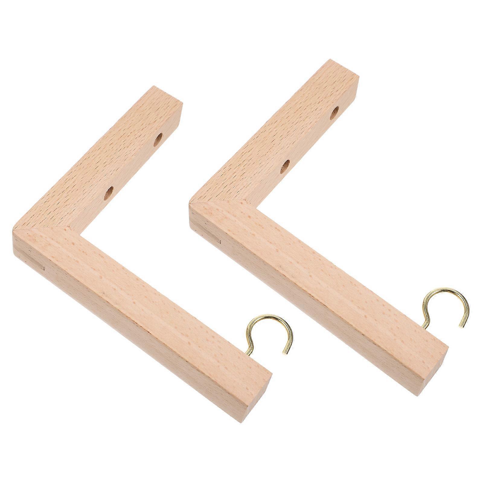 2pcs Outdoor Wooden Plant Bracket Flower Pot Hangers with Screw Mount for Bird Feeder and Lantern Hooks