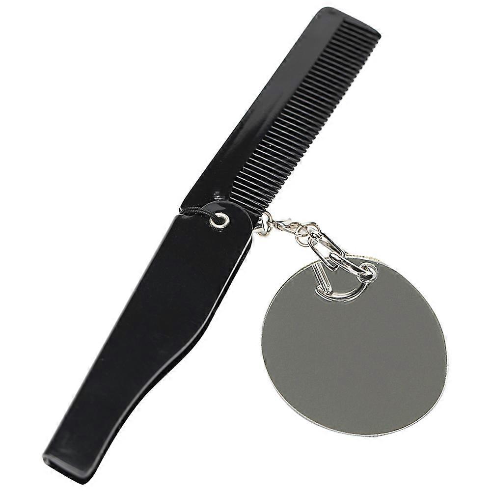 Folding Pocket Comb for Men Made from Durable Plastic Lightweight Easy to Carry with Fine Tooth and Keychain Black