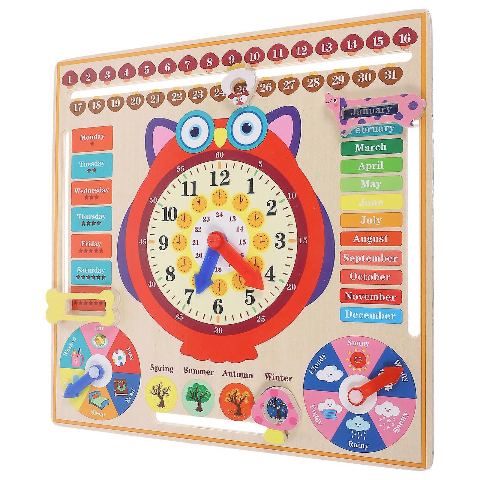 Educational Owl Clock Teaching Clock Wooden Time Toy
