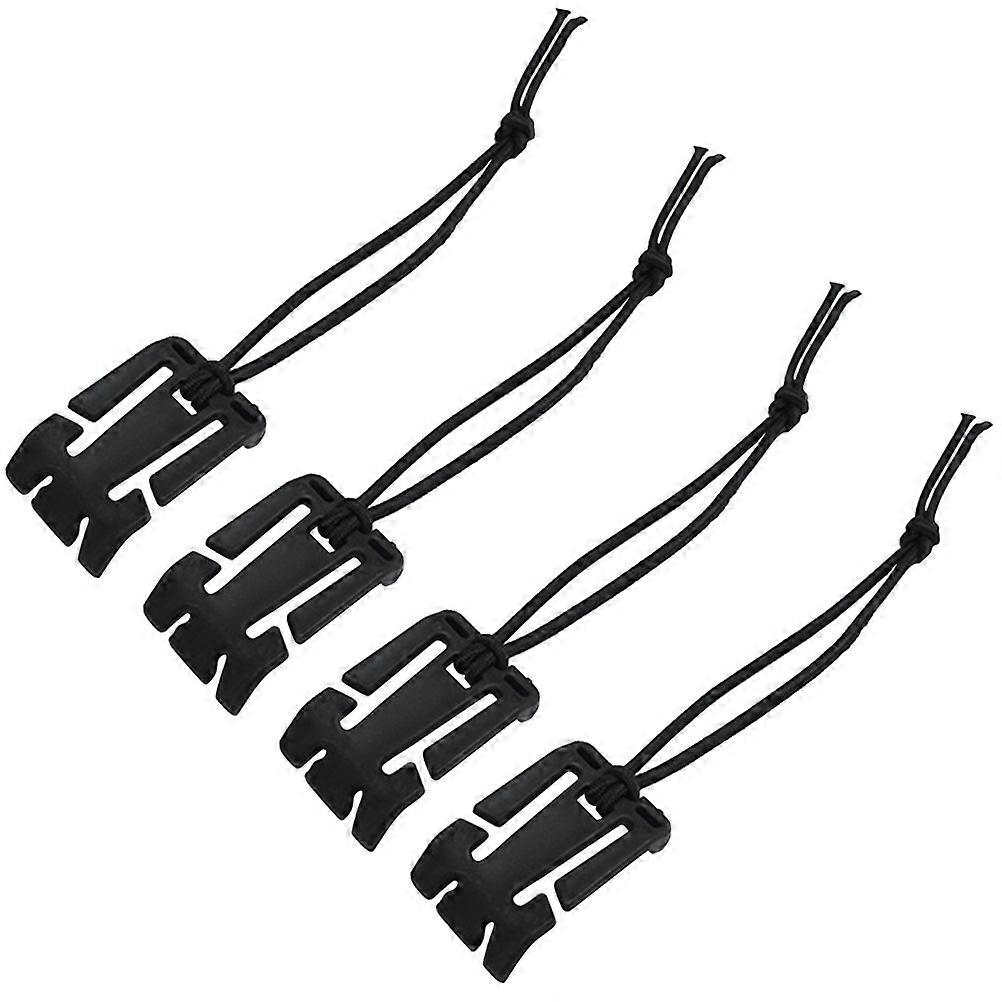 4pcs Web Buckles Strap Clip Belt Keeper for Backpack Webbing with Elastic String Black
