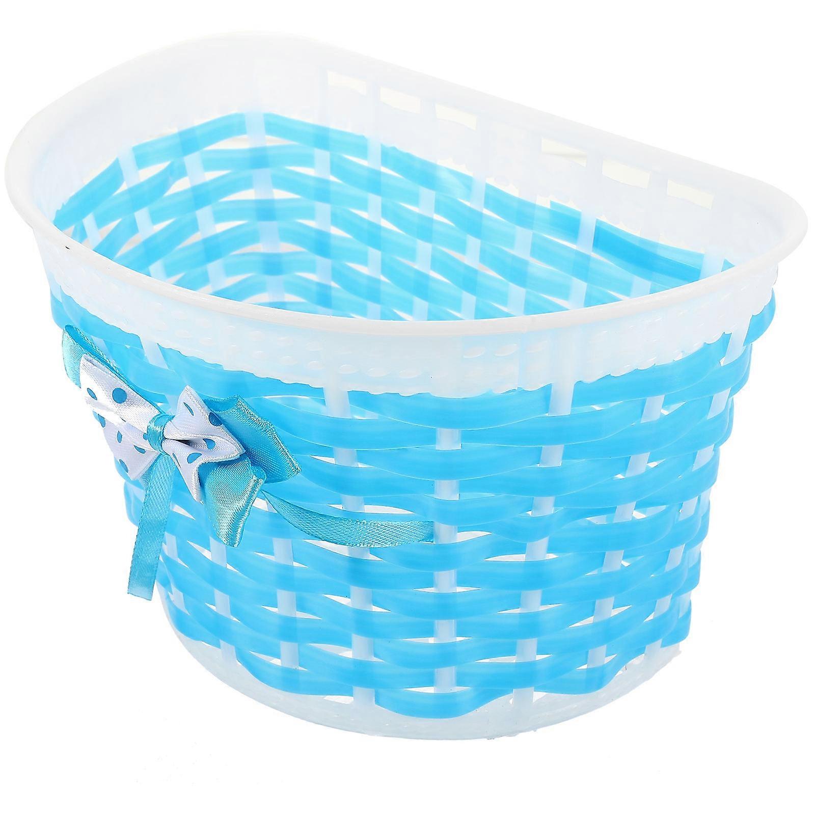 Blue Plastic Bike Basket for Front Use Knitted Design with Strong Durability 20.5x13.8x13.5cm