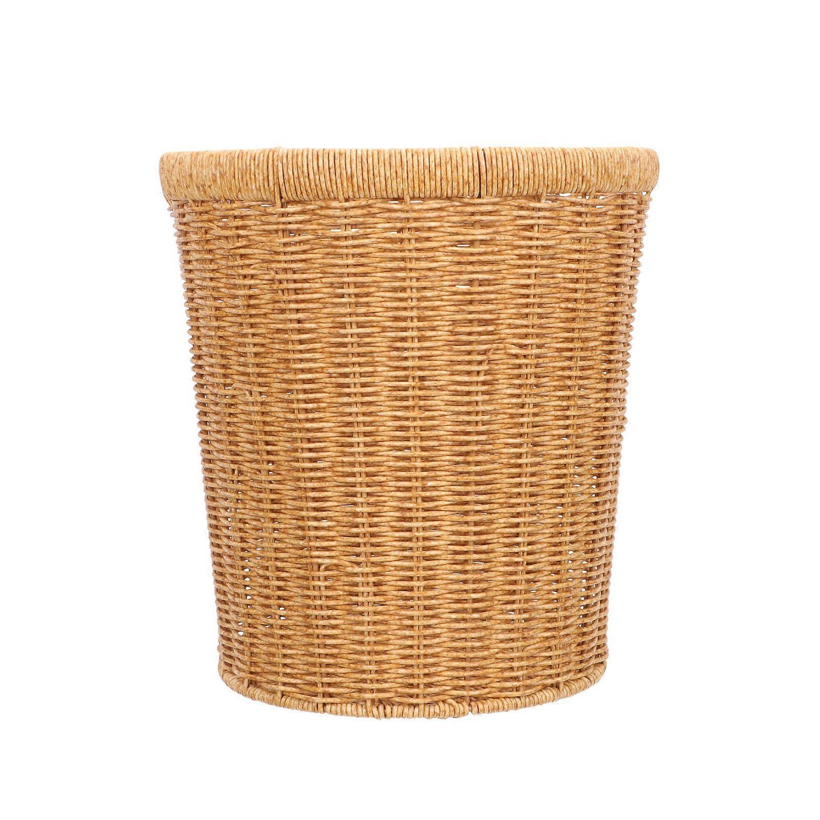 Lightweight Imitation Rattan Woven Storage Basket for Home Use – Natural Design Multipurpose Bin for Fruits, Clothes, and Trash in Living Room,