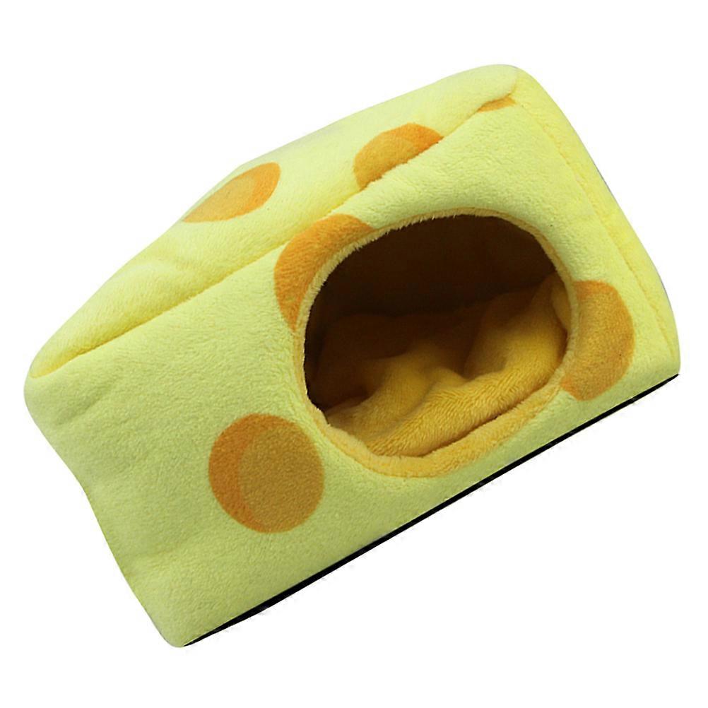 Hamster Hideout Bed Short Plush Cake Shape House For Napping Stress Reduction Security Yellow 1Pcs