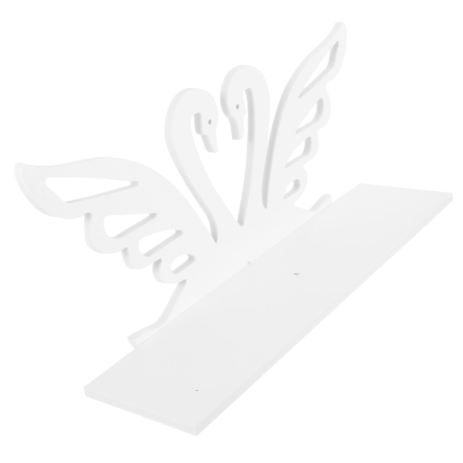 White Modern Floating Shelf Wall Decor Rack for Holding Plugs PVC Composite 36.0 inches
