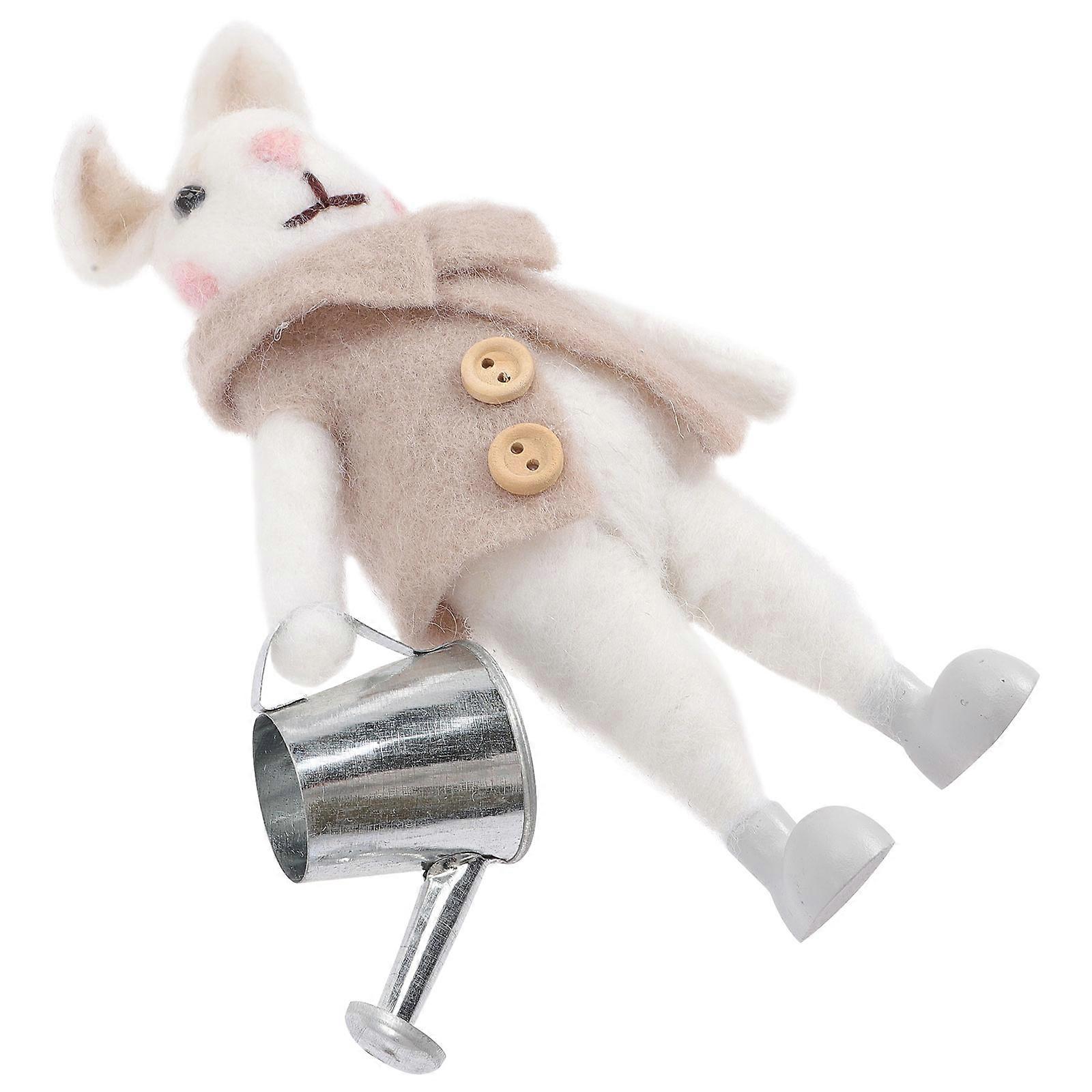 Adorable Bunny Shape Plush Sculpture Rabbit Doll For Indoor Home Decoration 20x10cm Gift 1Pack