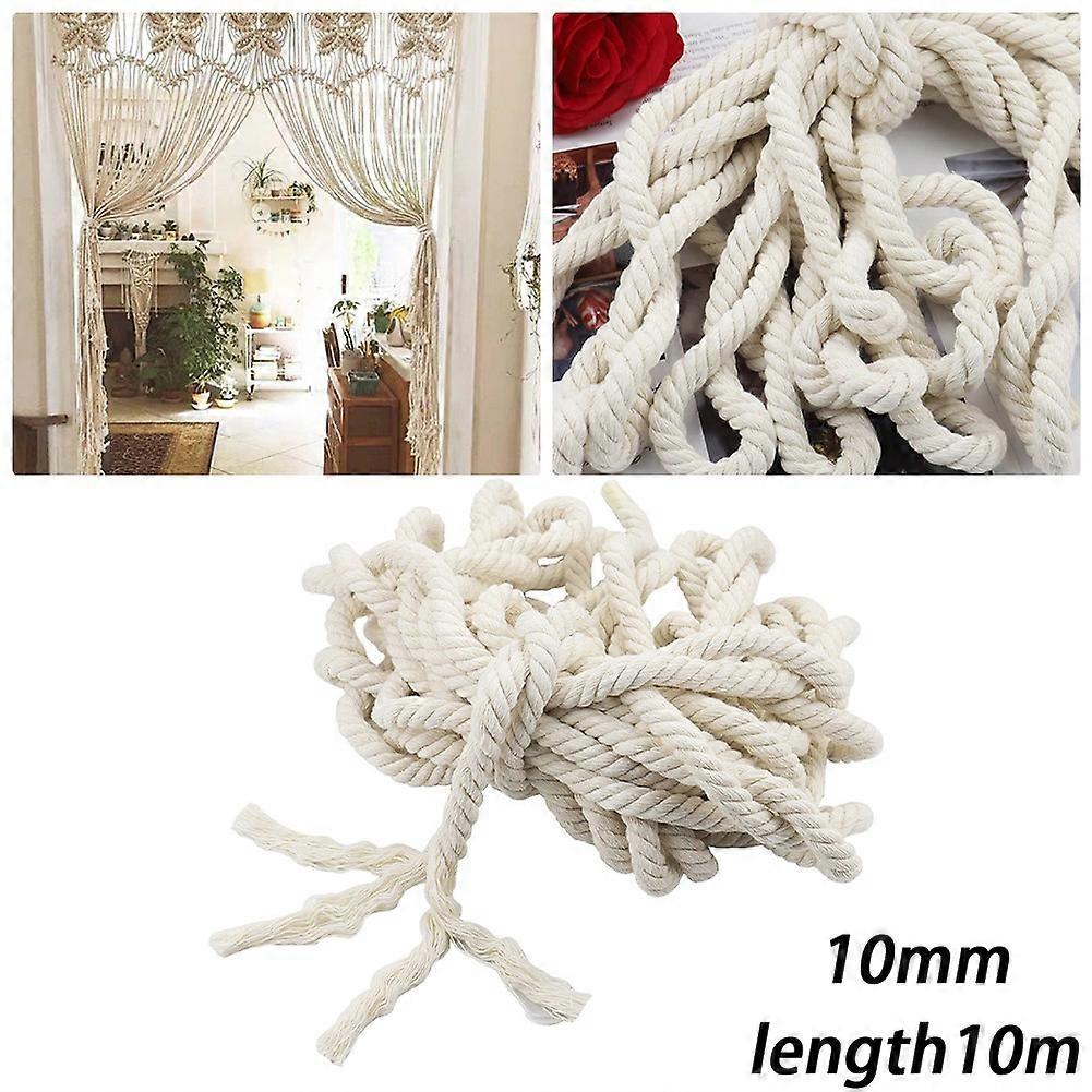 10M 10MM 100% Natural Beige Cotton Twisted Cord Craft Macrame Craftsman String Braided Rope DIY Sewing Clothing Tools