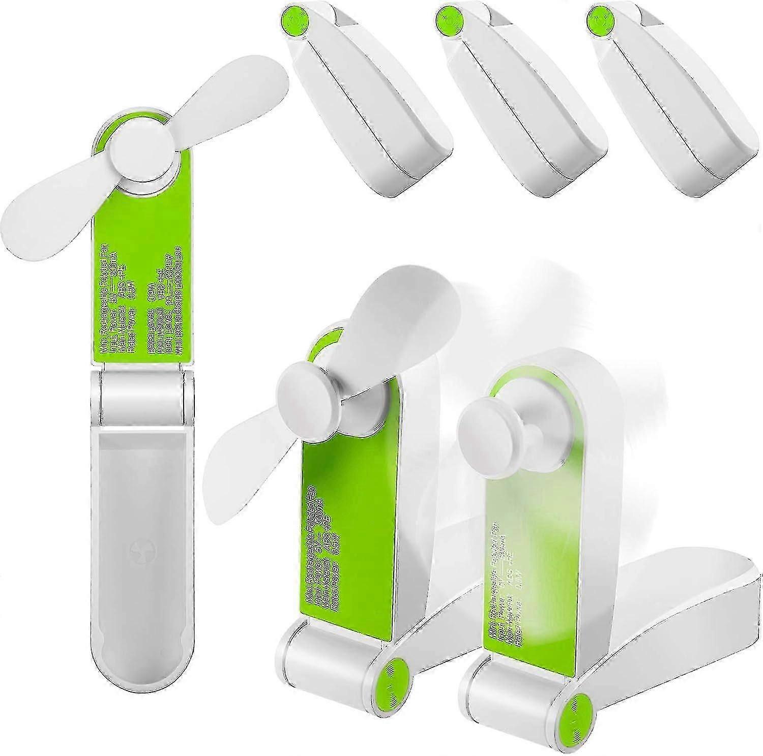 3 Pack Portable Pocket Fan Foldable Mini Handheld Fan Usb Rechargeable Desk Fan