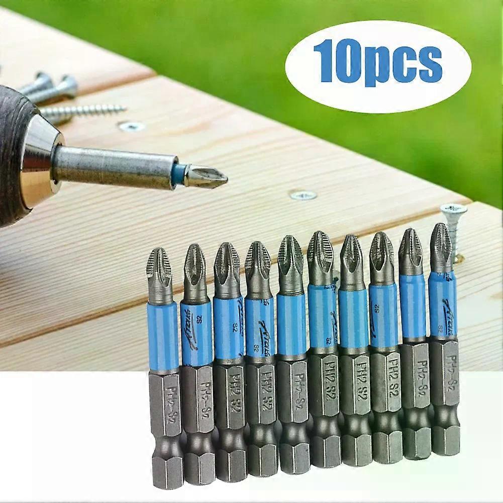 10Pcs Phillips Head Hex Handle PH2 50mm Non-slip Electric Phillips Screwdriver Bit Multifunction Practical Durable Tools