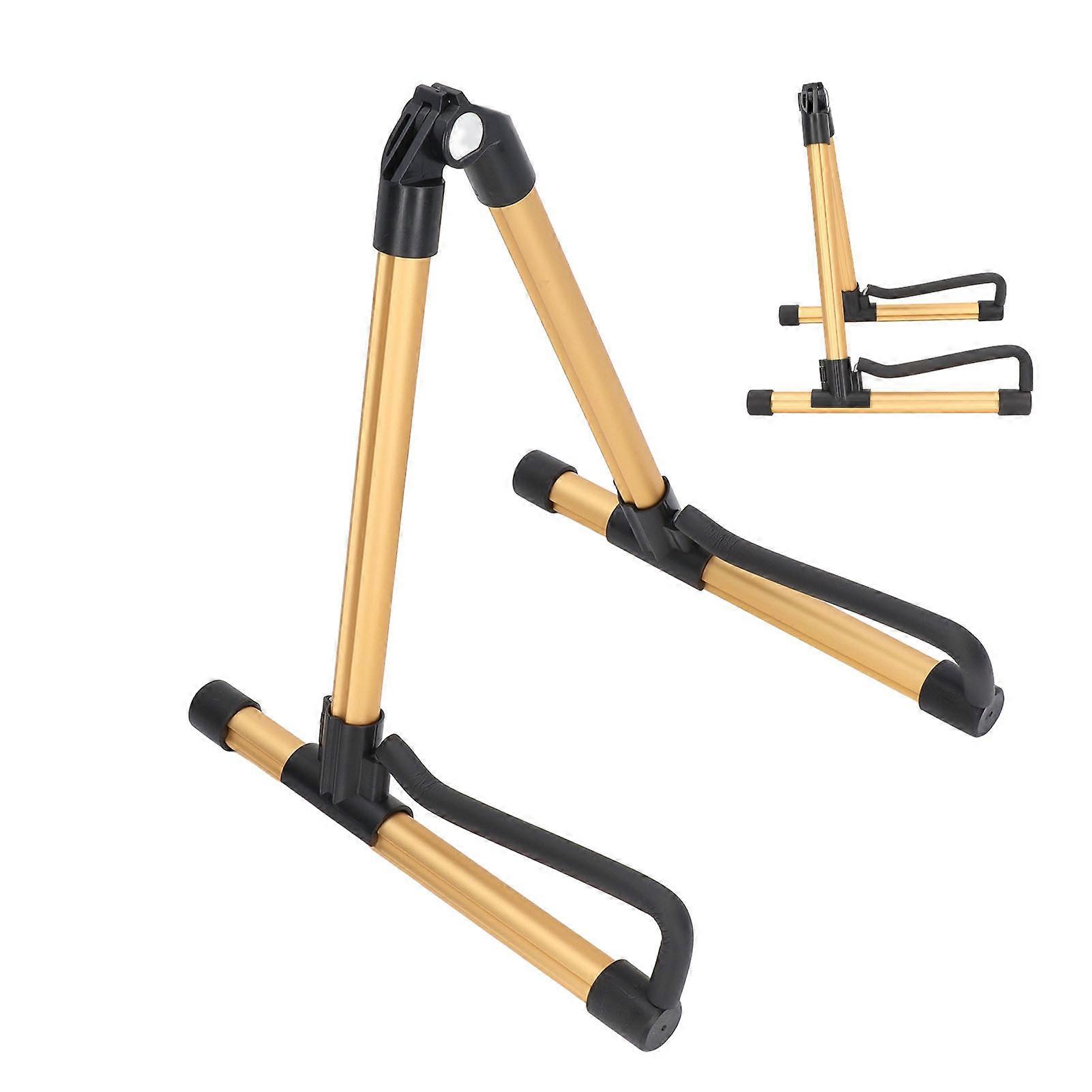 Foldable Guitar Stand Adjustable Metal Folding Instrument Stand for String Instruments Gold 
