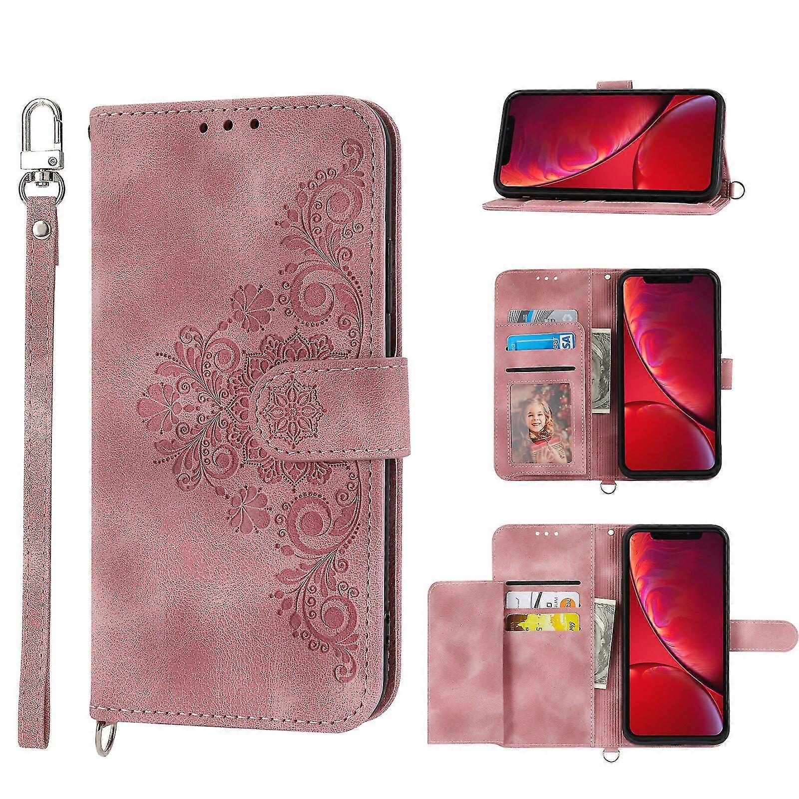 For iPhone Xr Case, Leather Wallet Flip Case With Strap