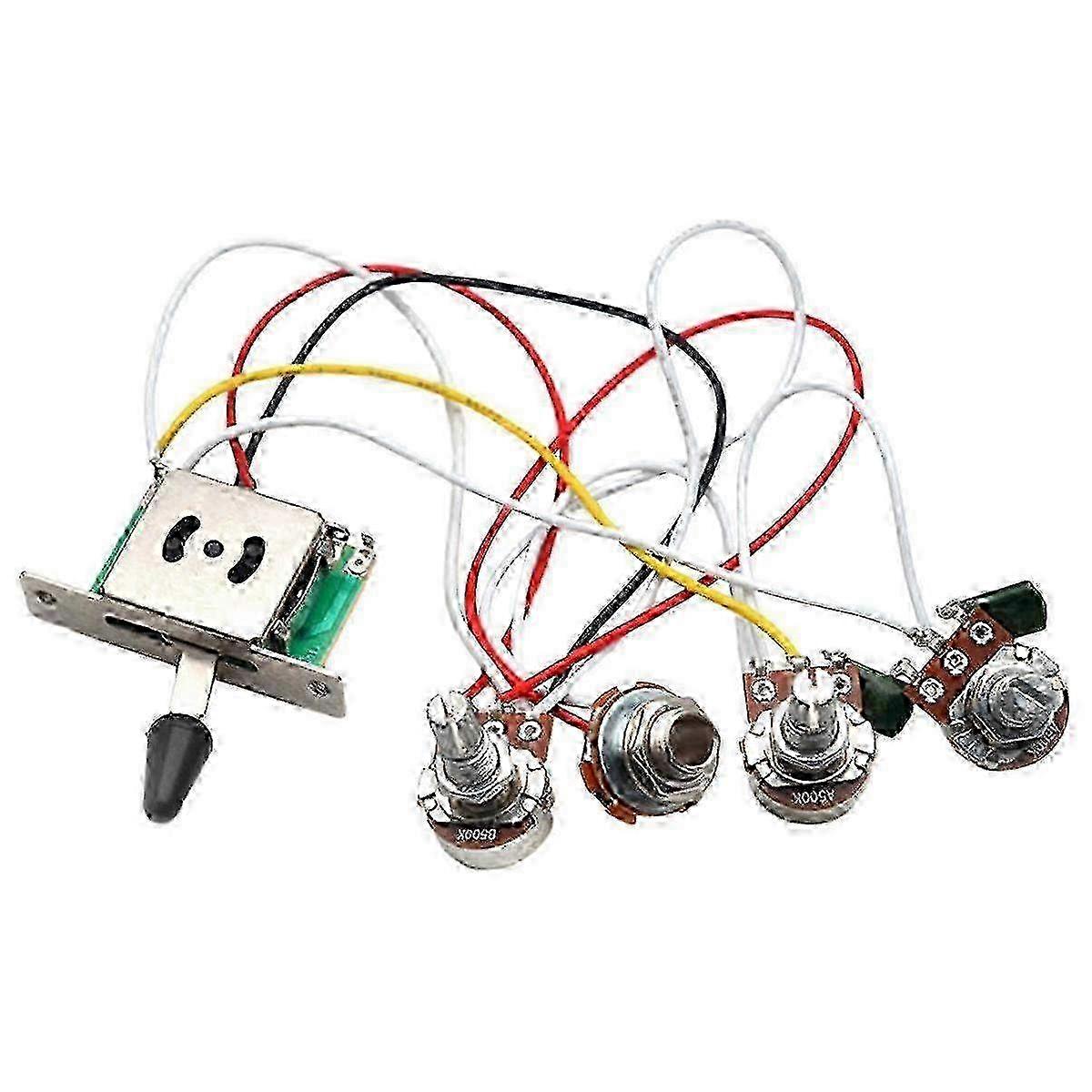 Pre-Wired Stratocaster Guitar Harness with 3x 500K Pots 1 Volume 2 Tone Control Knobs and 5-Way Switch Edition 0724