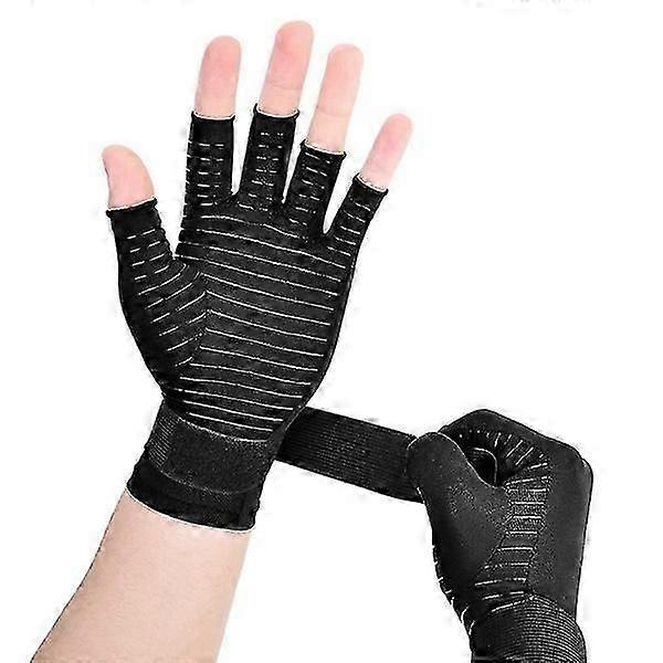Bran 1 Pair Copper Wrist Compression Arthritis Gloves with Support Brace