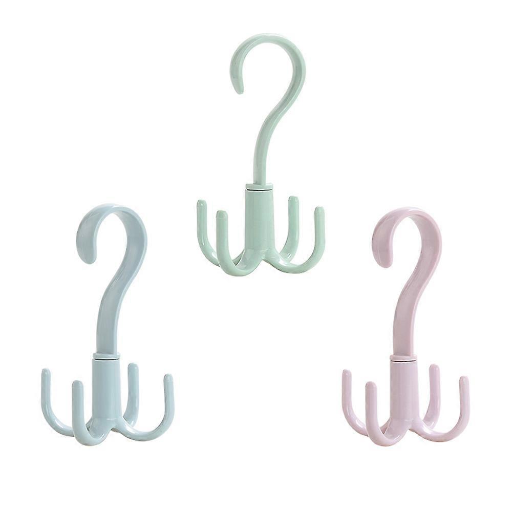 Closet Organizer Hanger 3Pcs Rotating Four Claw Hooks For Shoes And Scarves Assorted Color Convenient