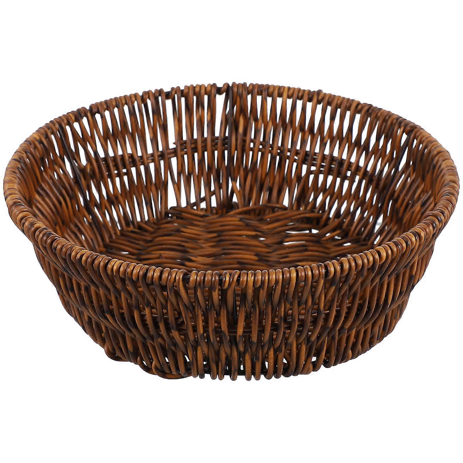 Woven Storage Basket for Home in Brown Color with and Iron Material 12.5 Inches Diameter
