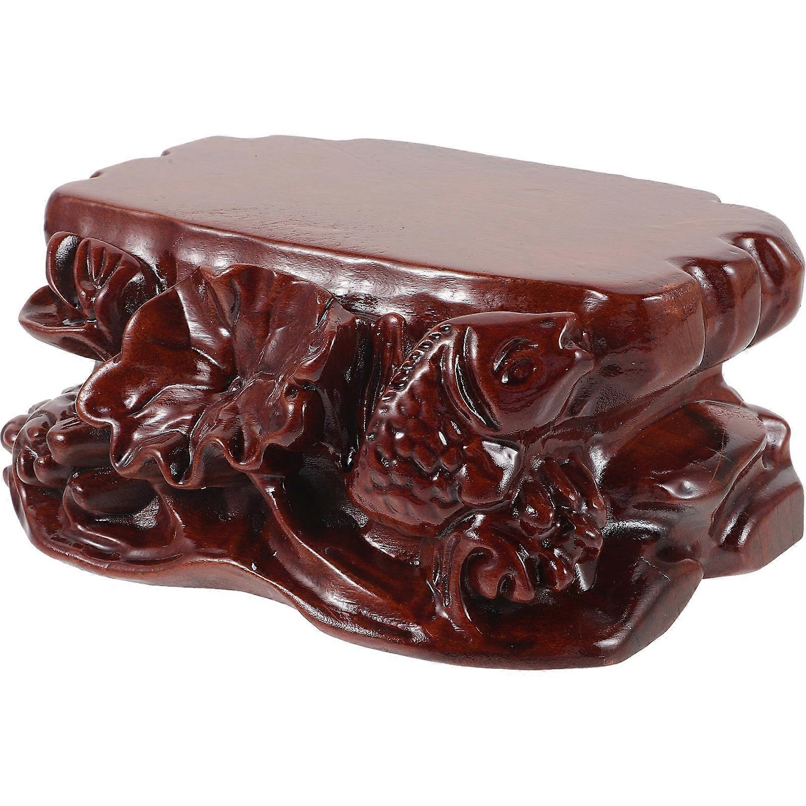 Wooden Riser Stand for Plant Display, Carved Pedestal Base for Buddha Statues, Decorative Wood Tray for Home and Garden Decor