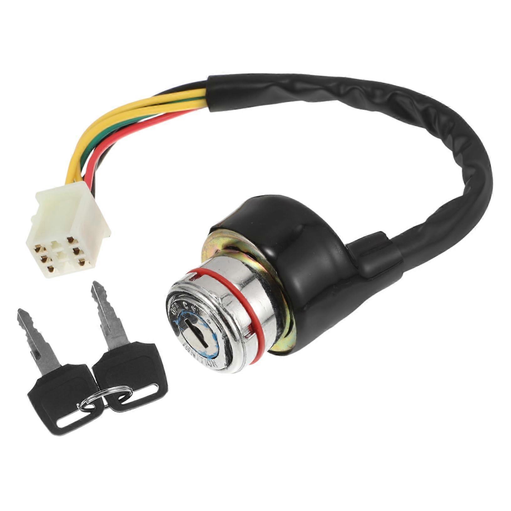 6 Start Switch Door Lock Ignition Switch with Key Replacement Key Start Switch
