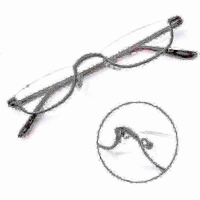 Reading Glasses metallic element Spring Hinges Half Moon Semi Rimless Readers 1.0 4.0