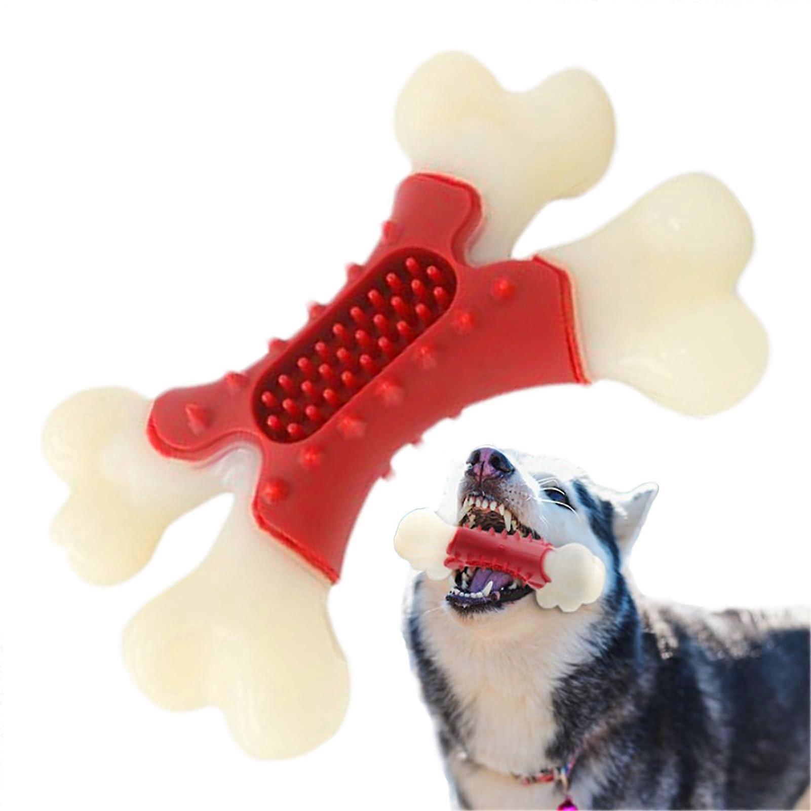 Flavored Dog Chew Toys Bacon Flavor Teething Bone Shape Toy Bristles For Cleaning Training Tool For Aggressive Chewers