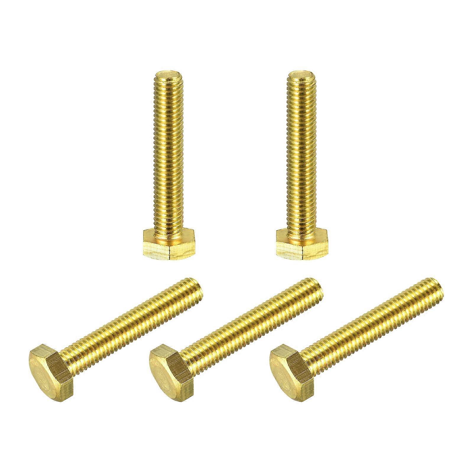 Hexagon Bolts Pack of 5, M8 x 45 mm Full Thread, Solid Brass 4.8 Hex Head Machine Screws