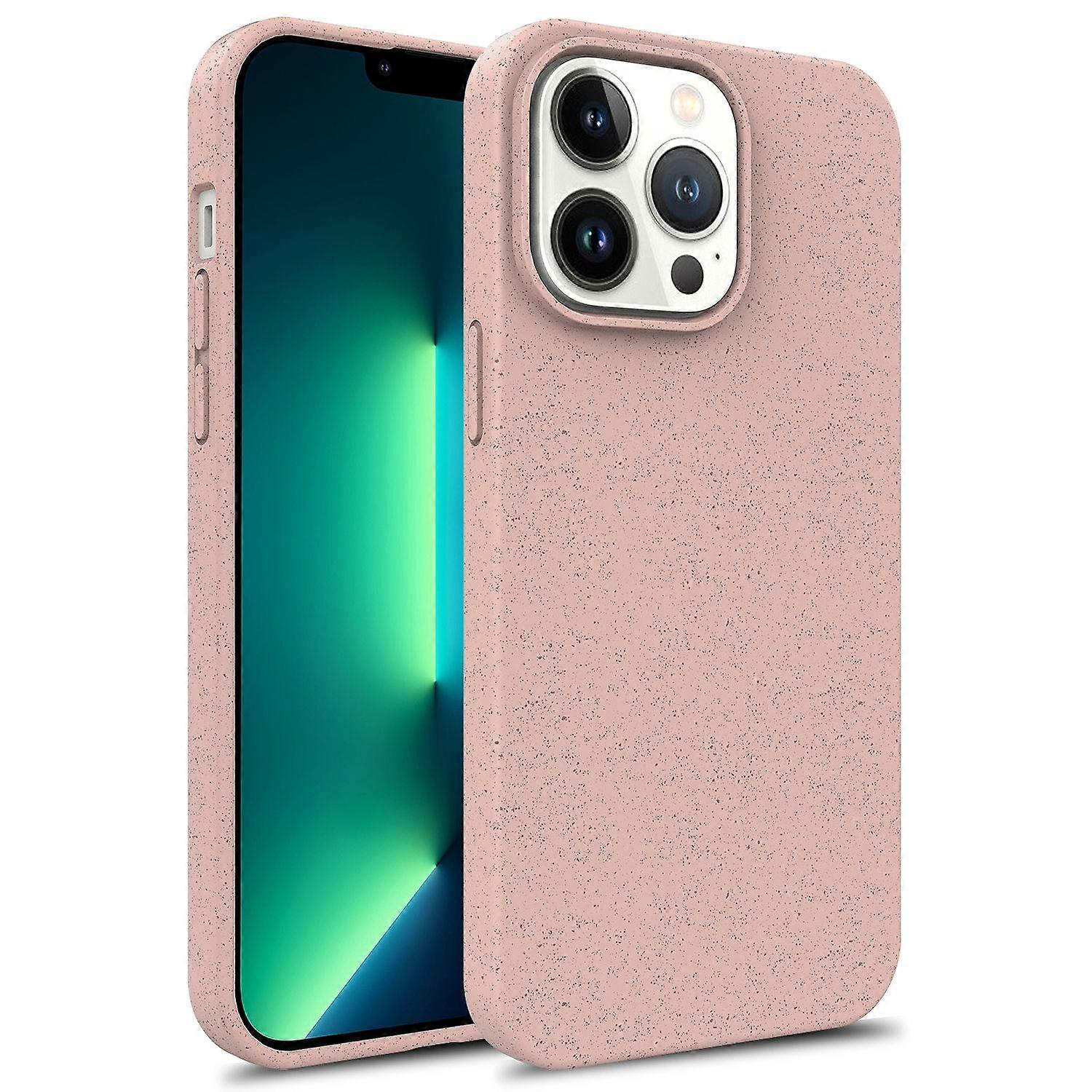 For iPhone 16 Pro Case Eco-friendly Wheat Straw+TPU Protective Phone Case - Pink