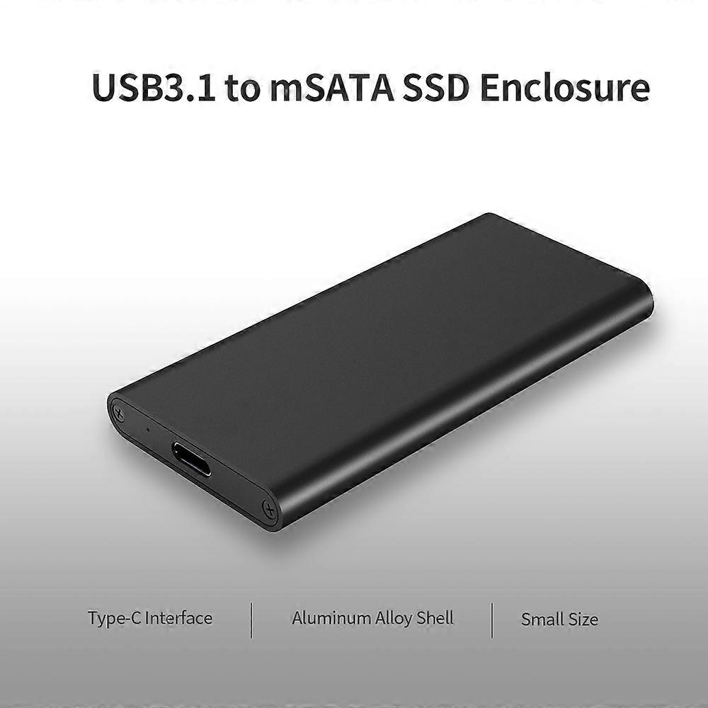 Type-C to mSATA SSD Enclosure Portable mSATA Solid State Drive Box High Speed USB3.1 mSATA   SSD Enclosure Silver Gray (Not Inclube Hard Disk)
