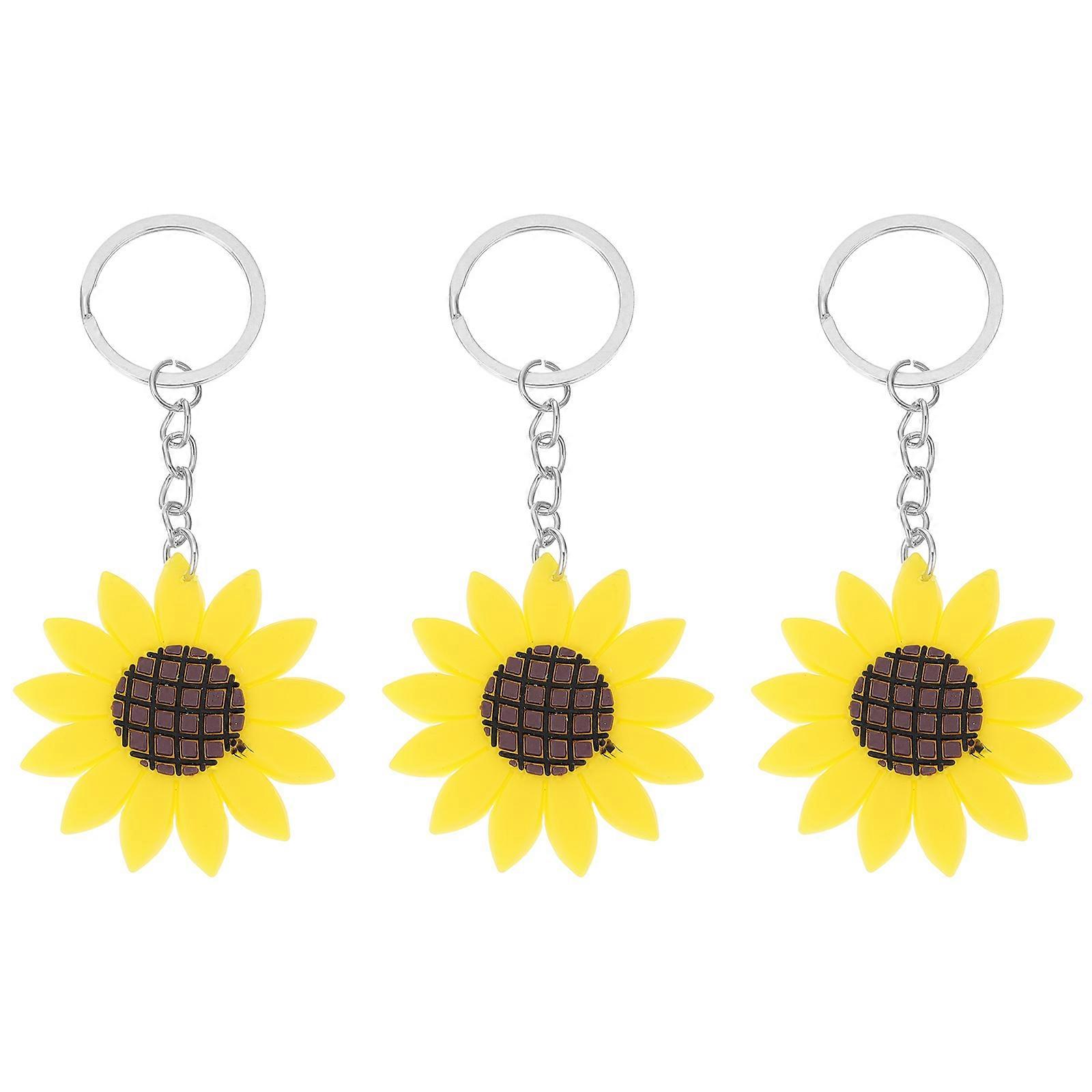 Sunflower Keychains Simple Design for Keys Assorted Color Soft Rubber and Alloy Bag Pendant 12Pcs