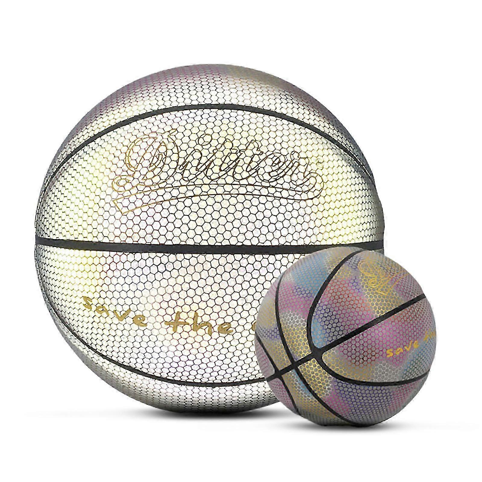 Ballette de basket holographique lumineuse taille 7 : cadeau lumineux réfléchissant pour les amateurs de sport