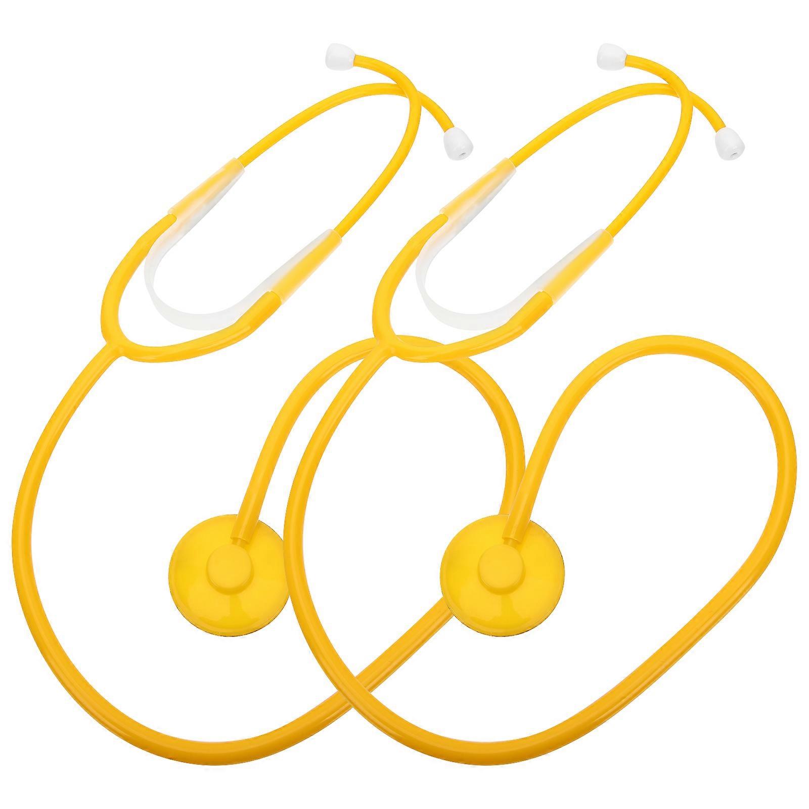 Yellow Plastic Toy Stethoscope for Playing 2pcs Model Game Set Safe and Portable