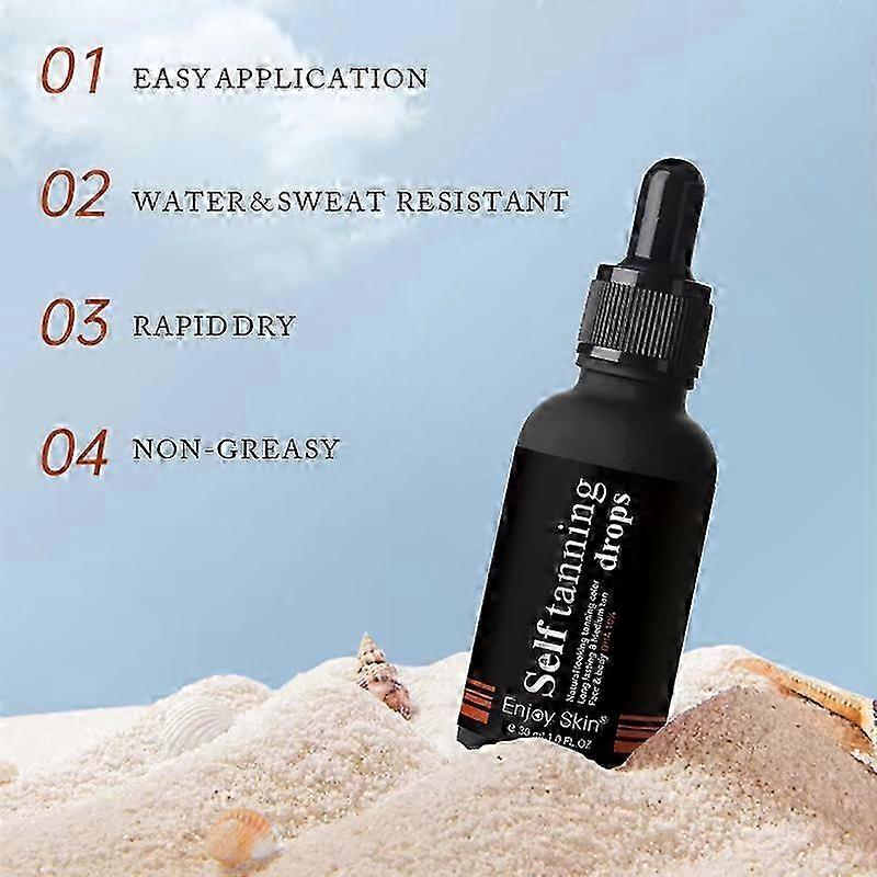Dark Self Tanner Serum for Face & Body Natural Sunless Tanning Oil Drops Fake Bake Alternative Indoor Tanning Solution