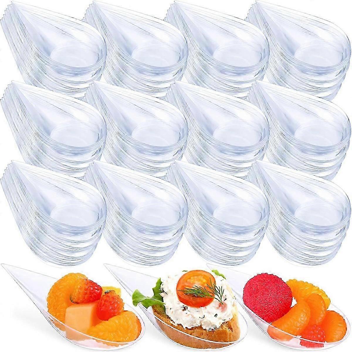 100PCS incassable goutte apéritif assiettes vaisselle réutilisable en plastique dégustation tasse sauce plat crème glacée