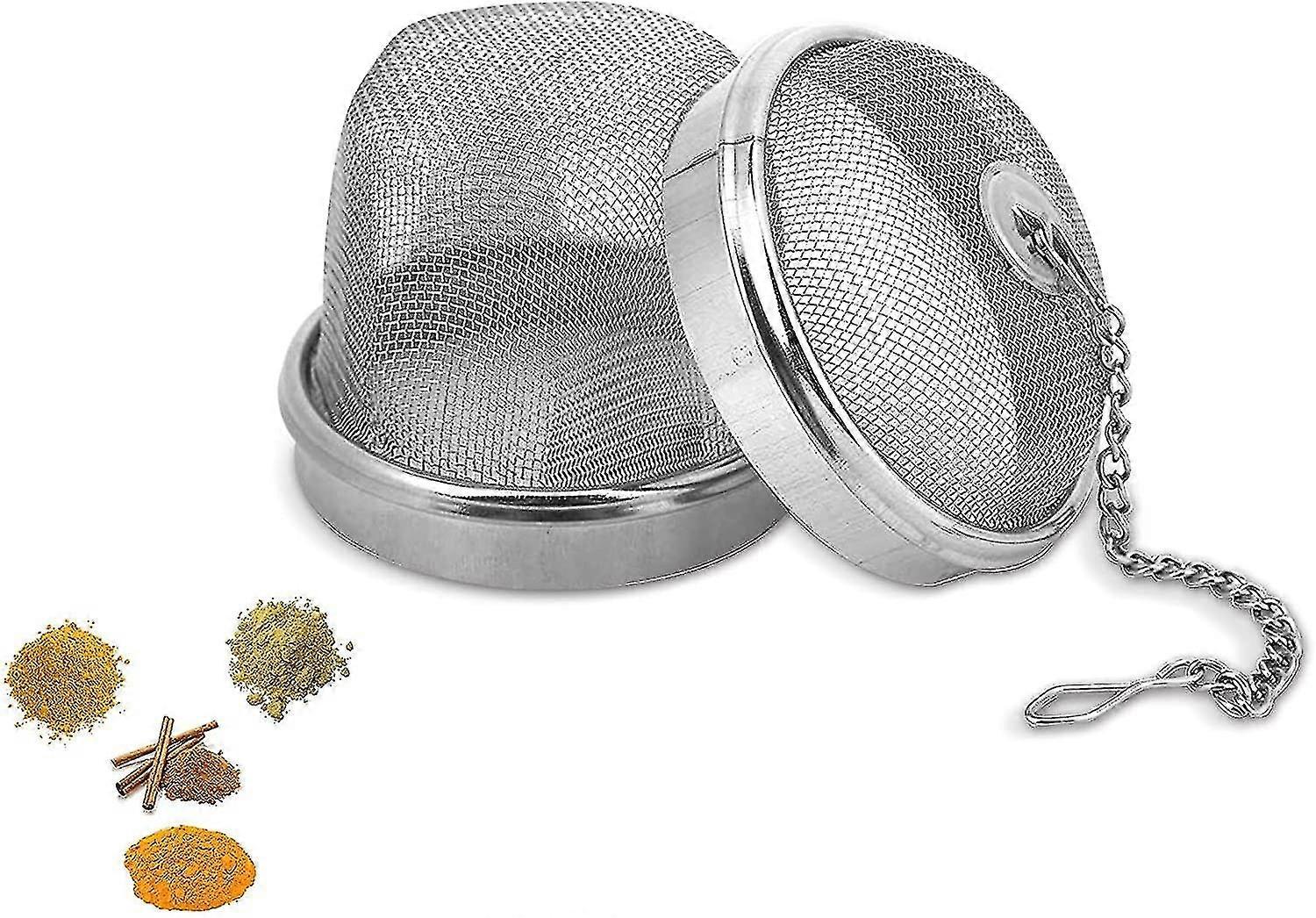 Stainless steel strainer ball set of two, with rotary lock to prevent leakage, multi-purpose filtering