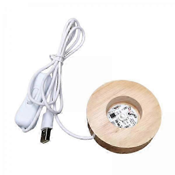 4x 70mm LED Light Display Base Wooden Lighted Base Stand