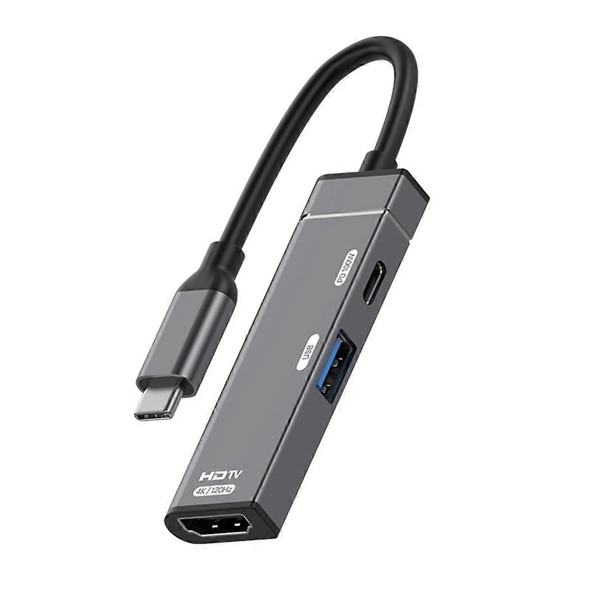 Type-C HUB Docking Station 4K@120Hz -Compatible Converter Type-C to HDTV USB-A PD100W HUB USB C Splitter for PC
