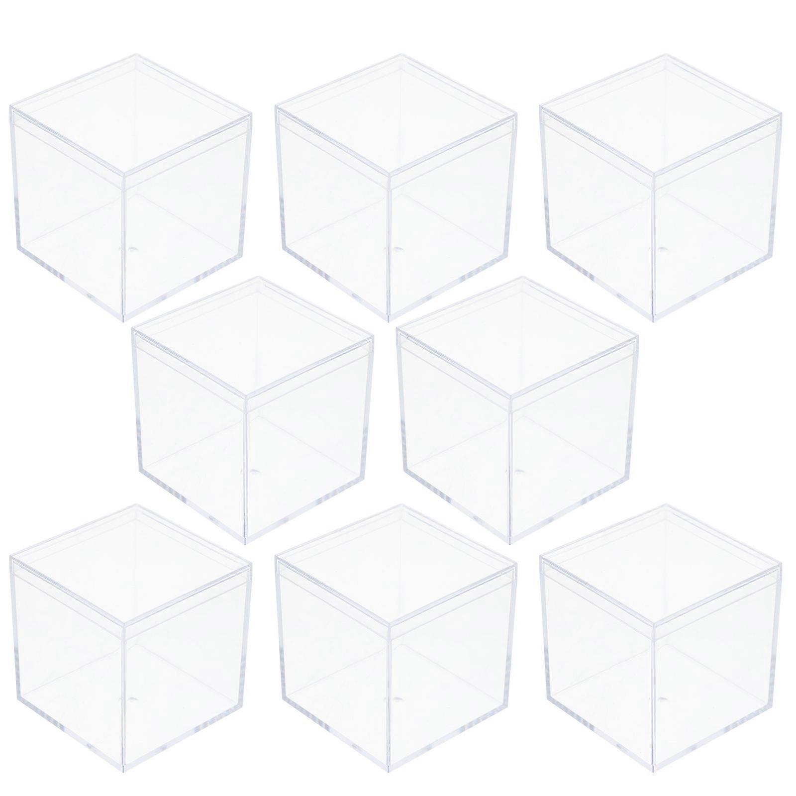 Clear Acrylic Jewelry Storage Boxes for Storage Use 8Pcs Transparent Square Containers
